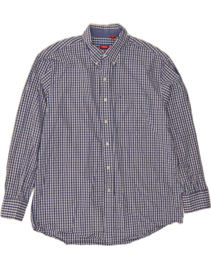 IZOD Mens Shirt XL Blue Check Cotton Vintage Izod and Second-Hand Izod from Messina Hembry 