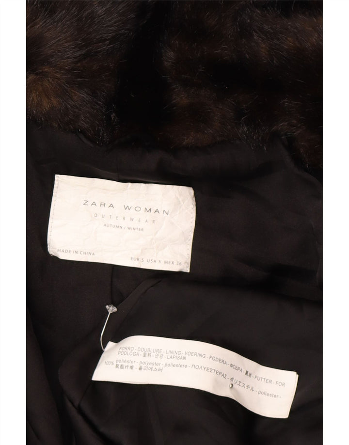 Zara Damski płaszcz oversize ze sztucznego futra UK 10, mały, brązowy, poliestrowy, zimowy