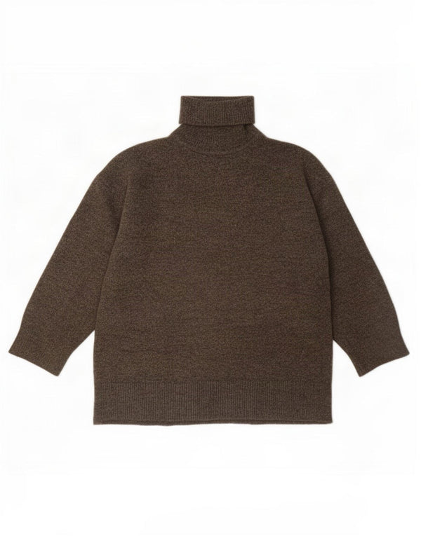 Damski sweter oversize Zara z wywijanym dekoltem UK 10 Mały brązowy akryl