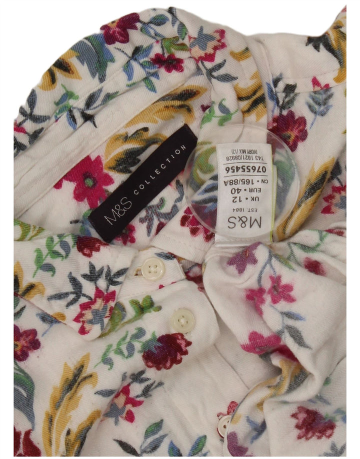 Koszula damska Marks & Spencer UK 12 Średnia biała wiskoza w kwiaty