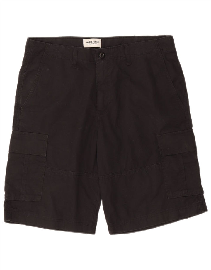 Męskie spodenki cargo Jack & Jones, średnie W32, czarne, bawełniane