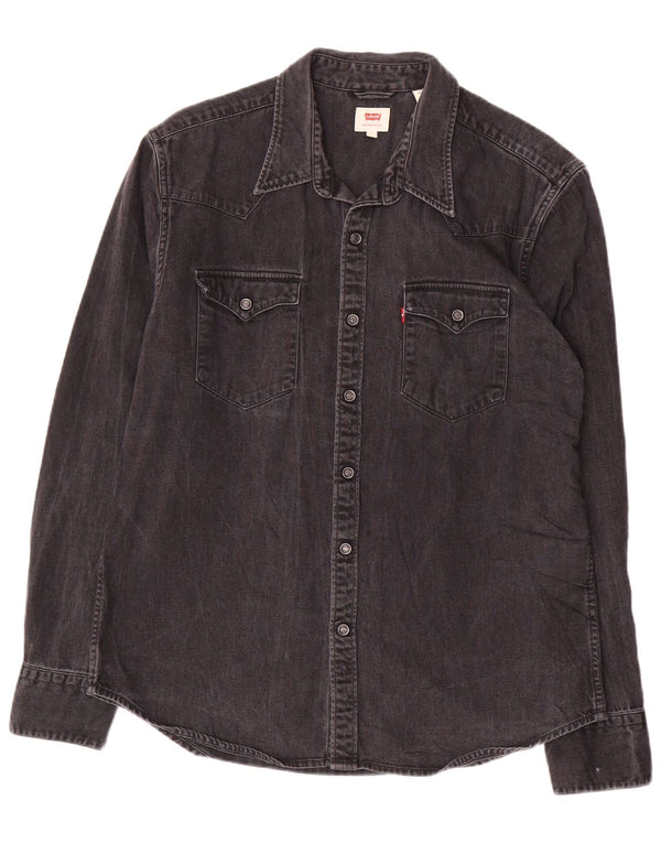 LEVI'S Mens Denim Shirt Large Grey Cotton