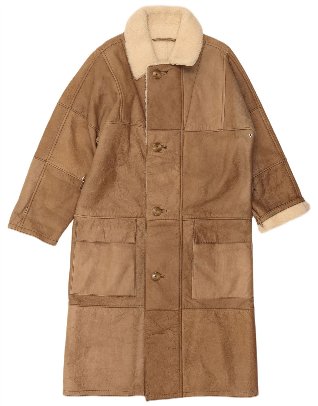 LORINGHOVEN Męski płaszcz z owczej skóry UK 36 Small Beżowa skóra jagnięca