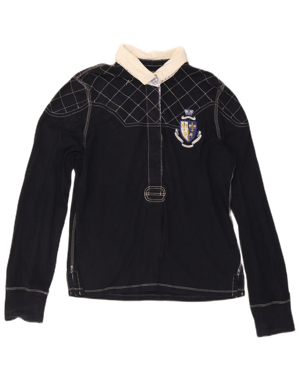 Damska koszulka polo do rugby Ralph Lauren z długim rękawem, UK 18 XL, granatowa, bawełniana