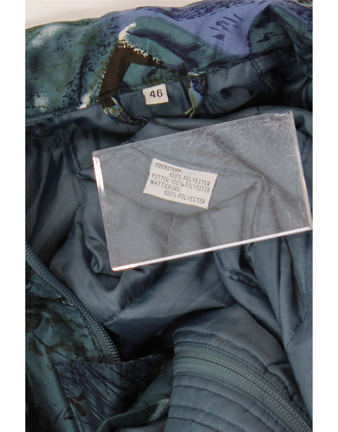 VINTAGE Damski płaszcz wiatrówka oversize z abstrakcyjnym wzorem EU 44 XL Niebieski