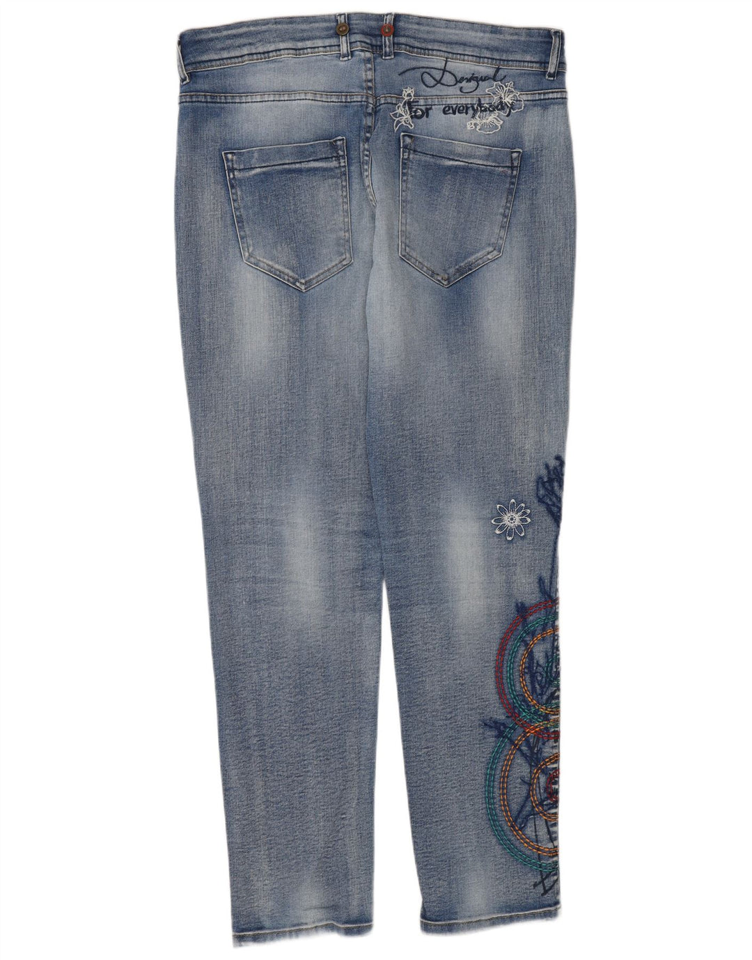 Damskie jeansy Desigual Graphic Slim W32 L30 Niebieskie kwiaty