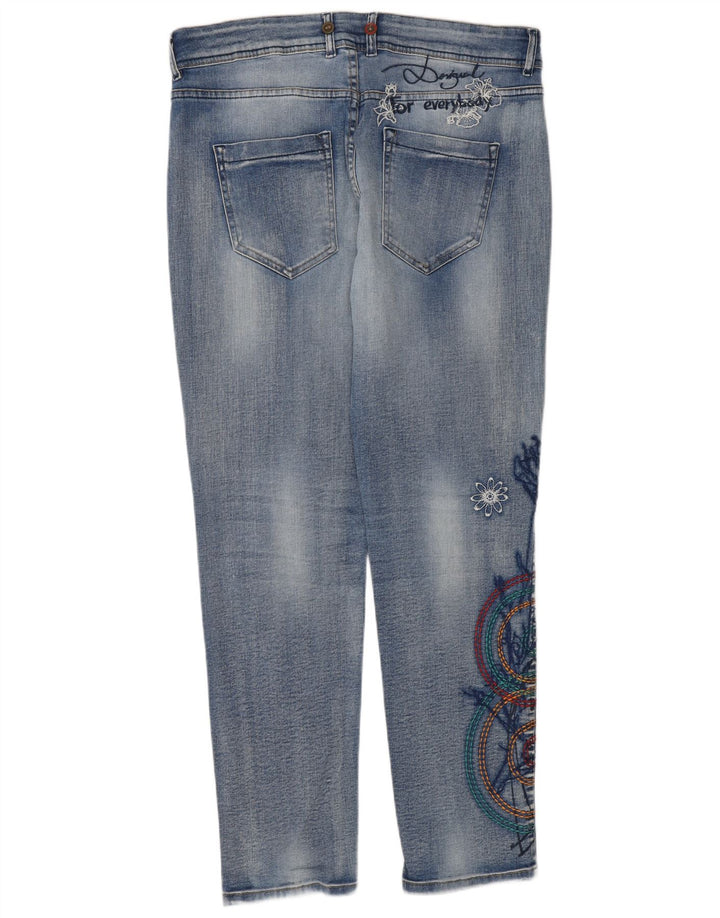 Damskie jeansy Desigual Graphic Slim W32 L30 Niebieskie kwiaty