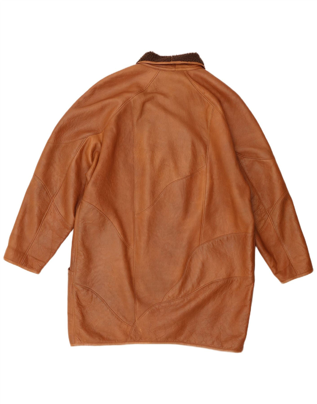 Vintage damski płaszcz z owczej skóry UK 18 XL brązowy