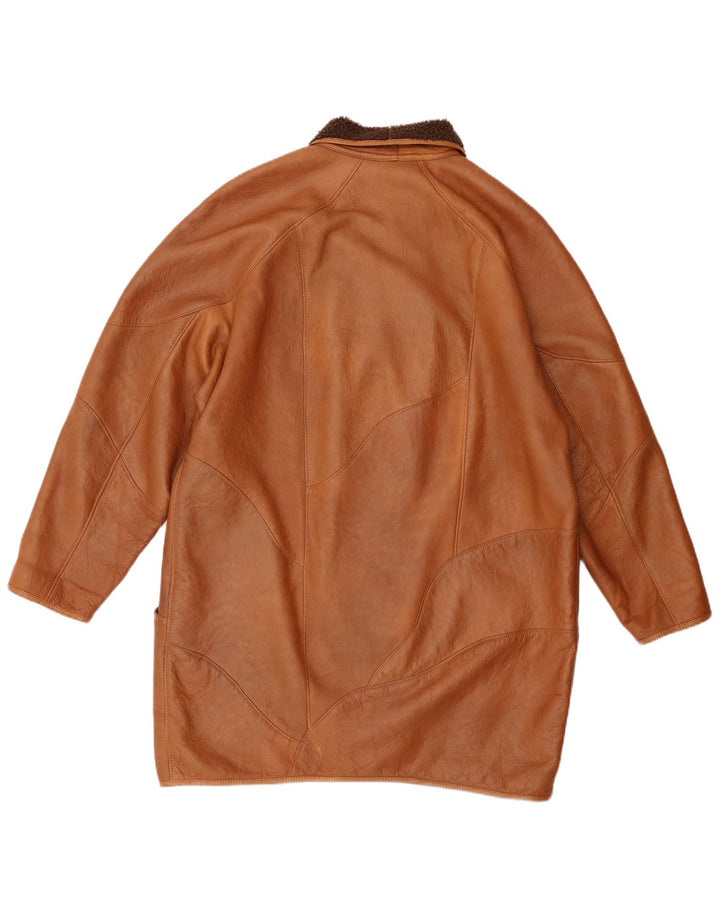 Vintage damski płaszcz z owczej skóry UK 18 XL brązowy