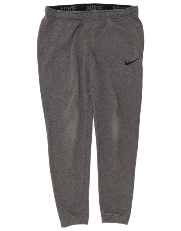 Męskie spodnie dresowe Nike Dri Fit, duże, szare, poliestrowe