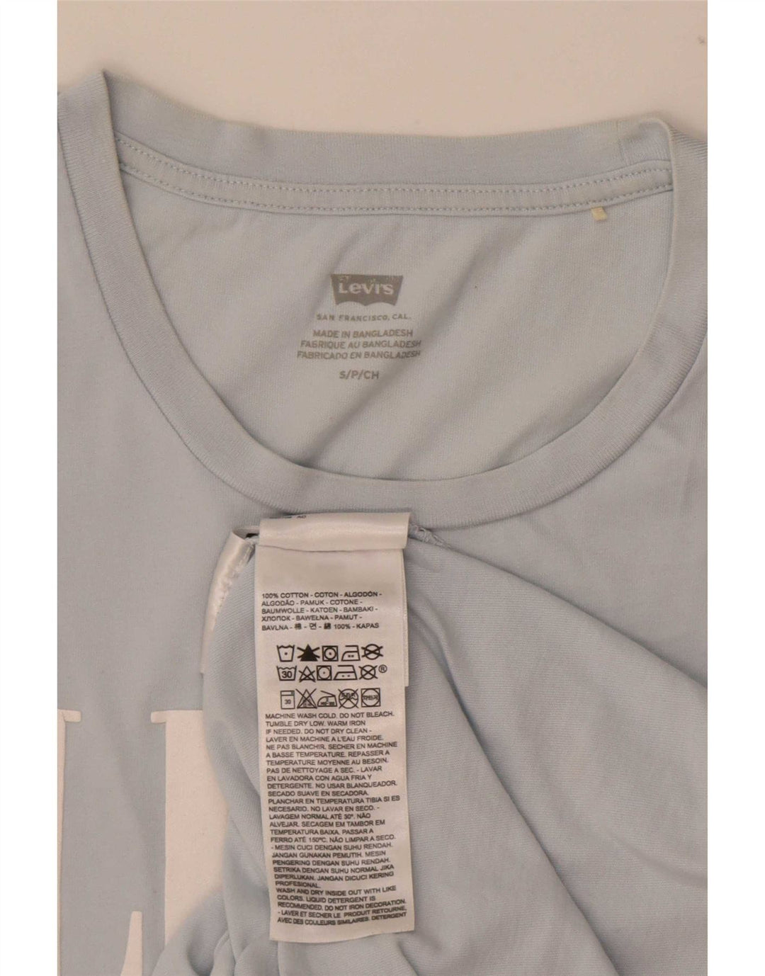 Męska koszulka z grafiką Levi's Top UK 10 Small Blue Cotton