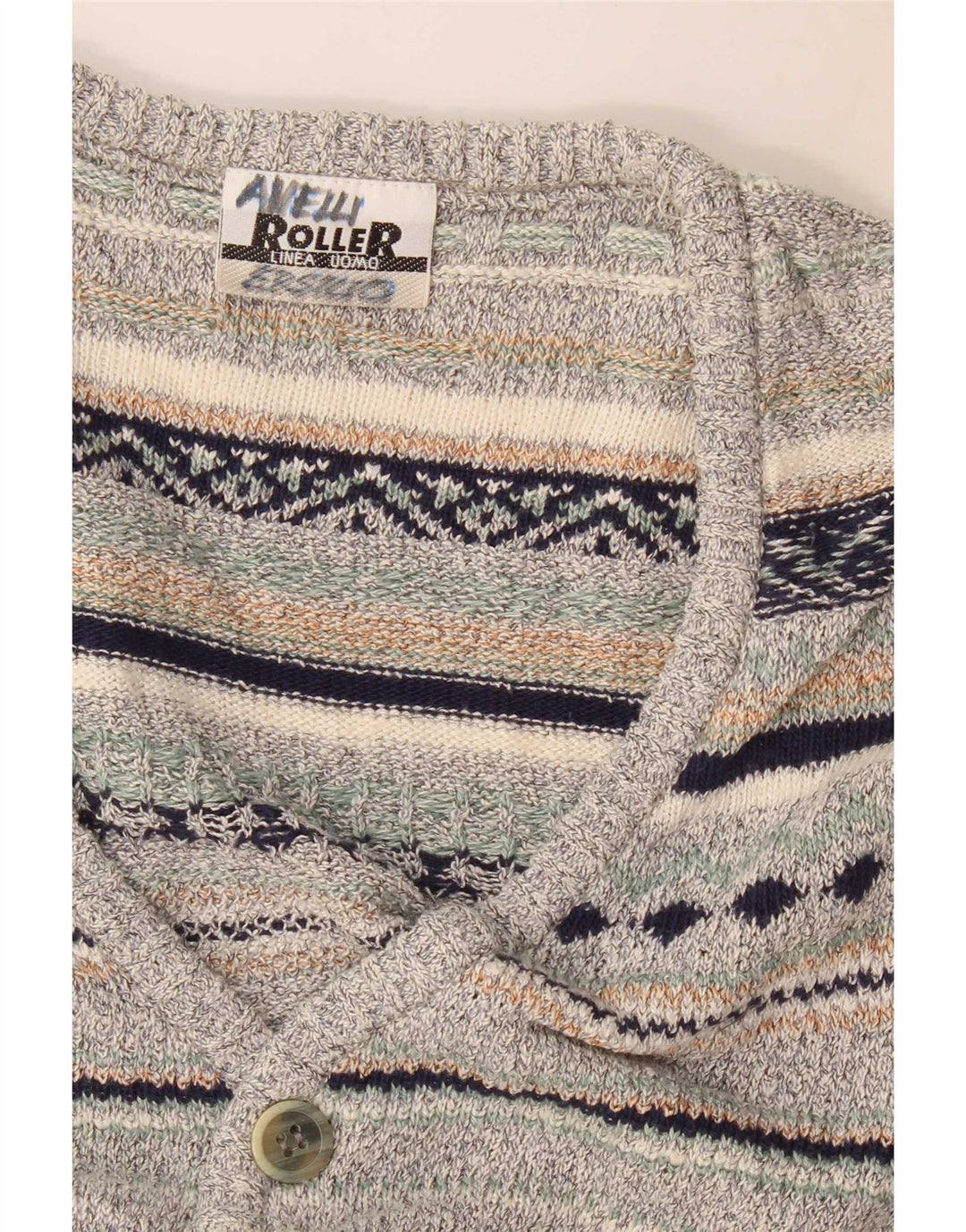 Vintage męski sweter bez rękawów, średnioszary, lniany w paski