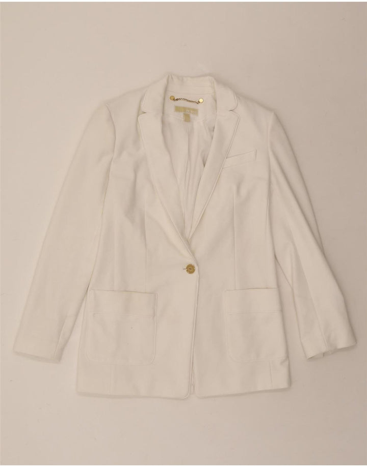 MICHAEL KORS Womens 1 Button Blazer Jacket US 2 XS White Polyester Vintage Michael Kors and Second-Hand Michael Kors from Messina Hembry 