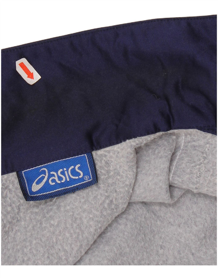 Męska kurtka dresowa Asics z grafiką, średnia, granatowa, sportowa z blokami kolorów