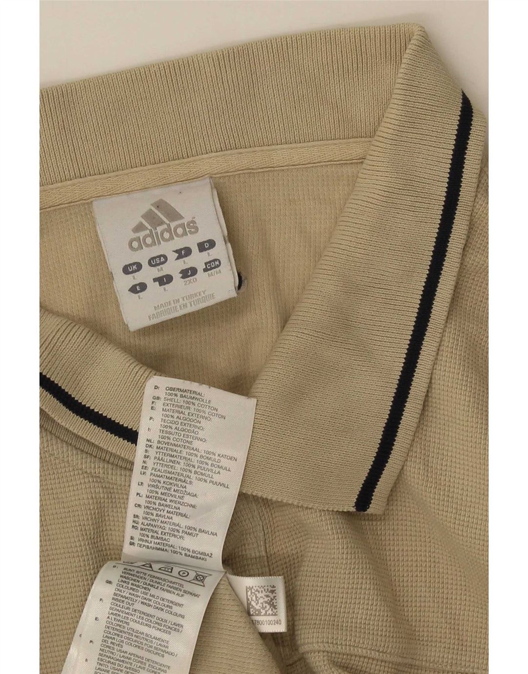 Męska koszulka polo Adidas, duża, beżowa, bawełniana w paski