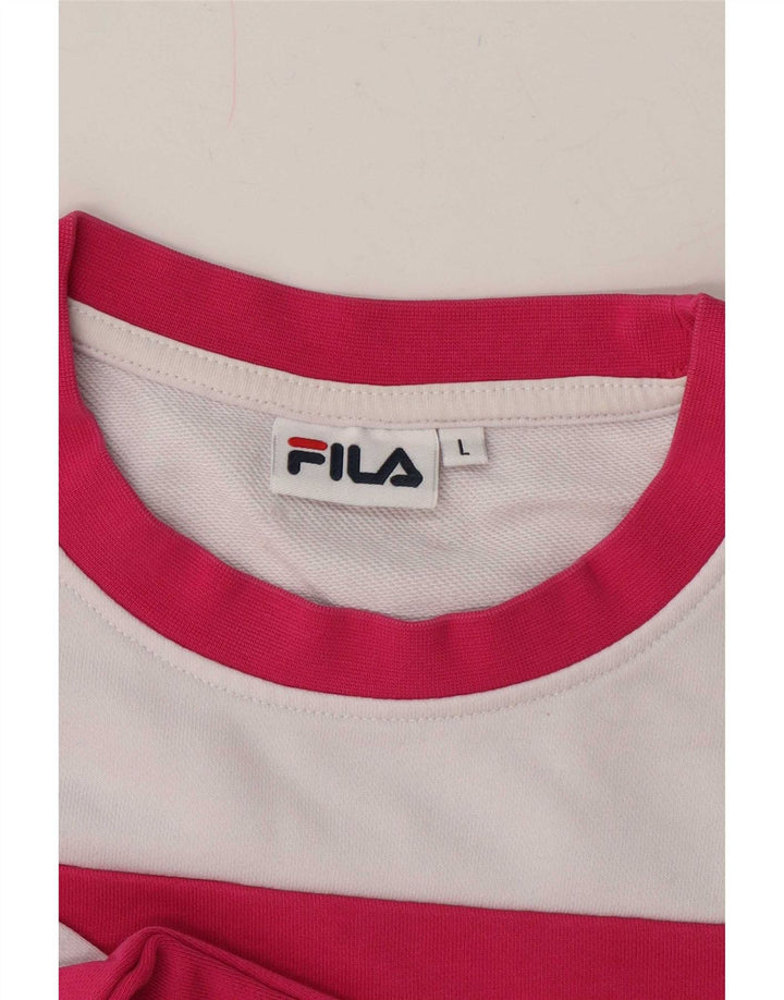 Damski sweter typu oversize Fila Crop UK 16, duży, biały, z blokami kolorów