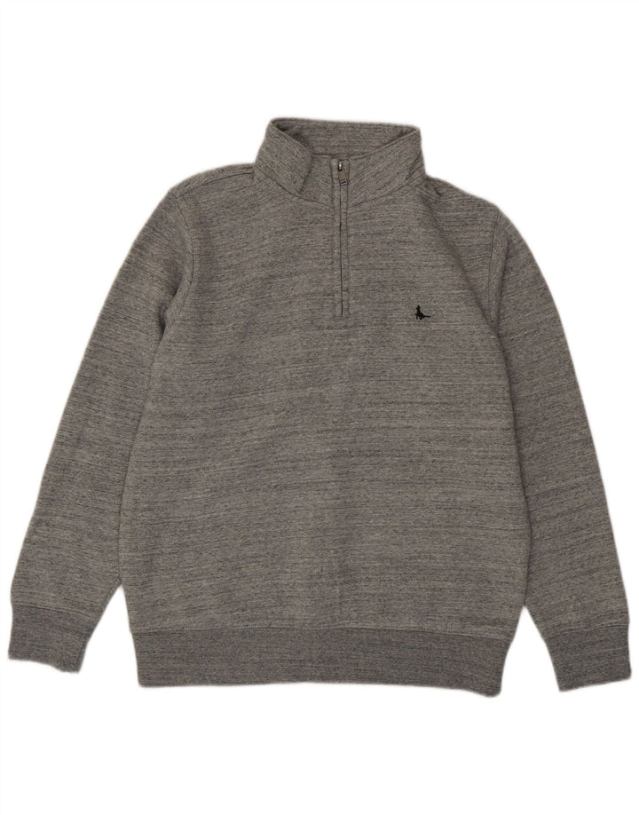 Męski sweter JACK WILLS o klasycznym kroju, zapinany na zamek, duży, szary, nakrapiany