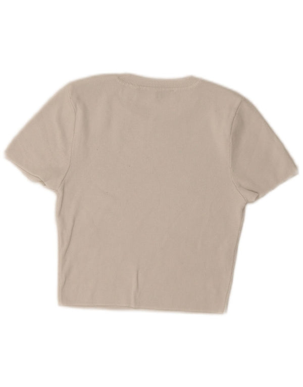 Damski T-shirt Zara Crop Top UK 12 Średni Biały