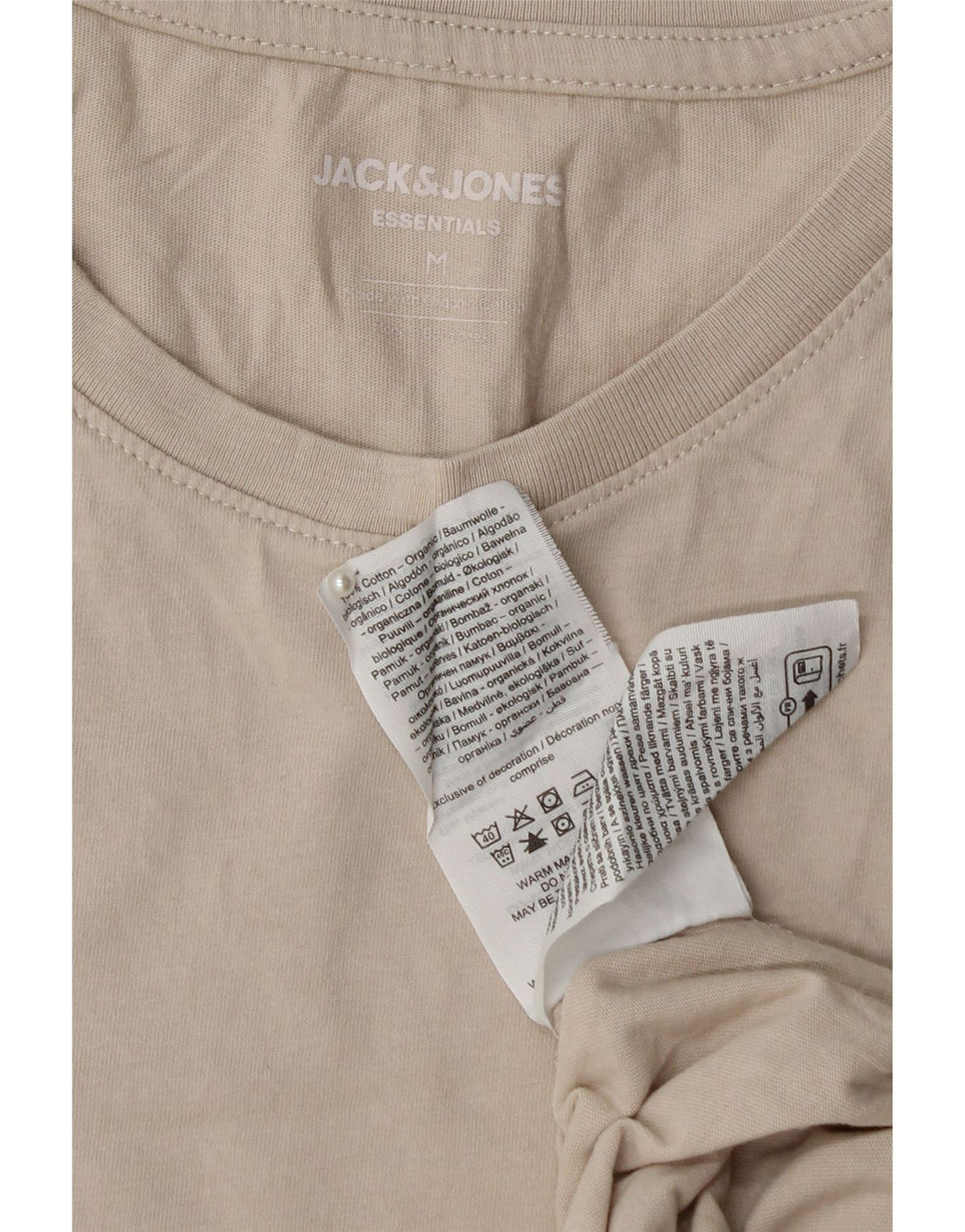 T-shirt męski JACK & JONES, bawełniany, średni beż