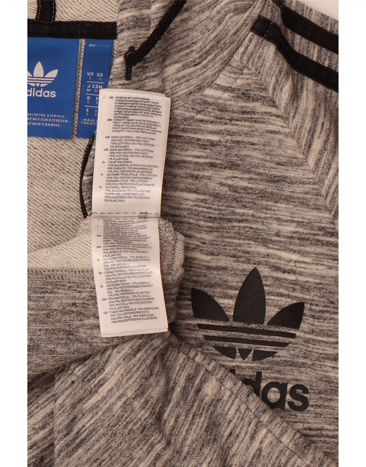 Męski sweter z kapturem i zamkiem błyskawicznym ADIDAS, mały, szary, z bawełny w plamki