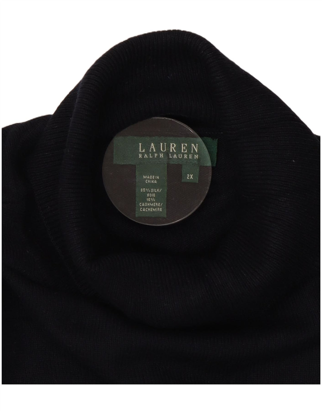 RALPH LAUREN Damski sweter z golfem UK 20 2XL Granatowy jedwab