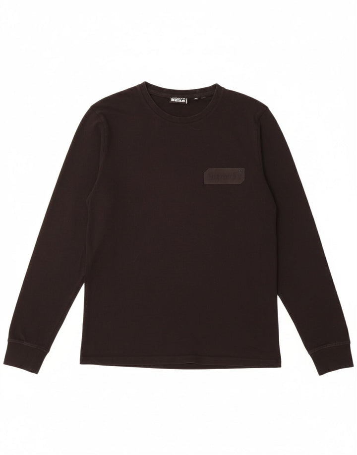 SUPERDRY Mens Top Long Sleeve Medium Black Cotton