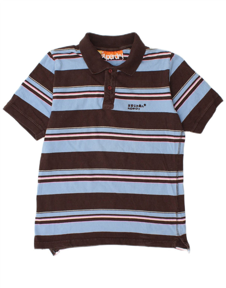 Męska koszulka polo Superdry, mała, bawełniana w brązowe paski