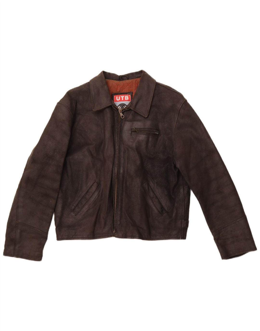 Kurtka skórzana damska VINTAGE UK 16, duża czarna skóra