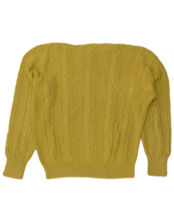 VINTAGE Womens Boat Neck Jumper Sweater UK 14 Medium Yellow