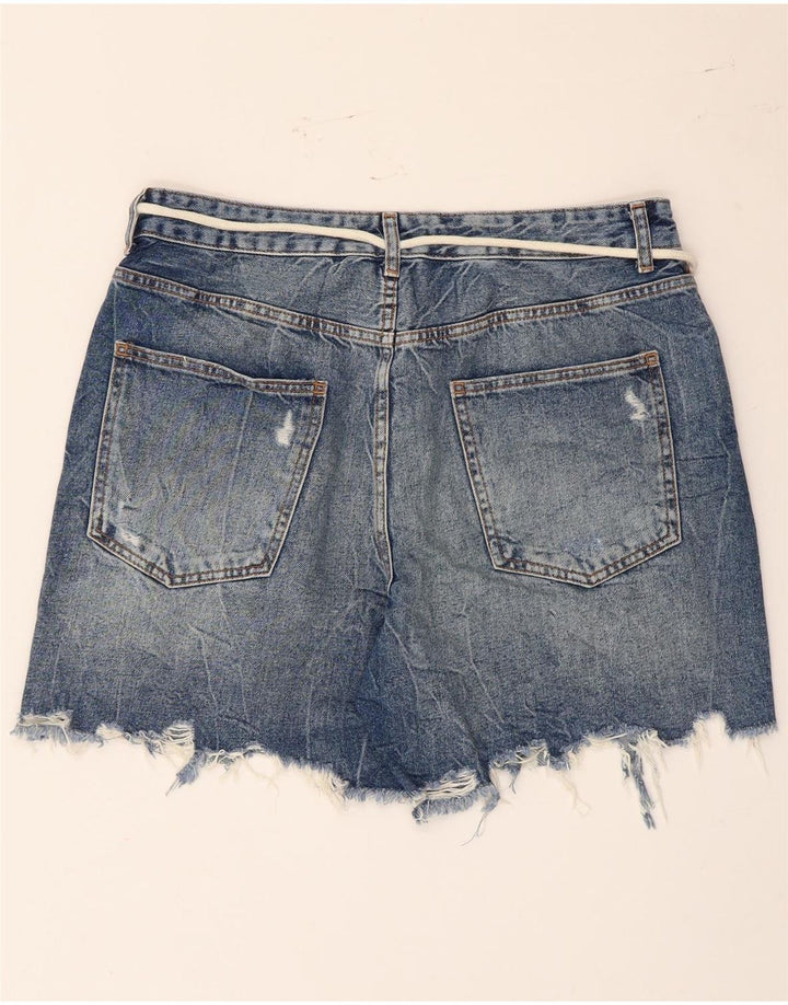 Damskie spodenki jeansowe Zara w trudnej sytuacji EU 42, duże, W32, niebieska bawełna