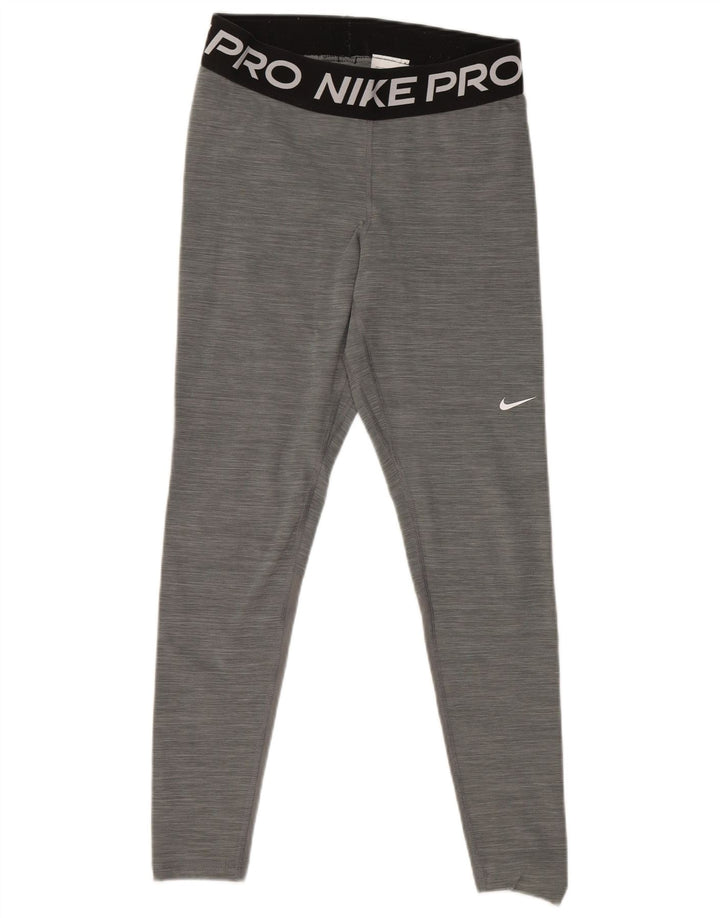 Damskie legginsy NIKE Dri Fit Graphic UK 12, średni szary poliester