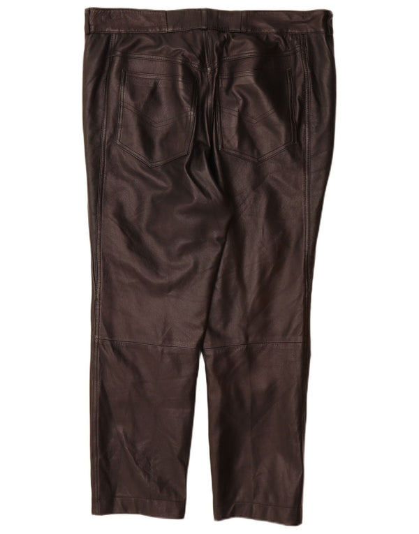 Vintage damskie skórzane spodnie IT 48 XL W37 L27 czarna skóra