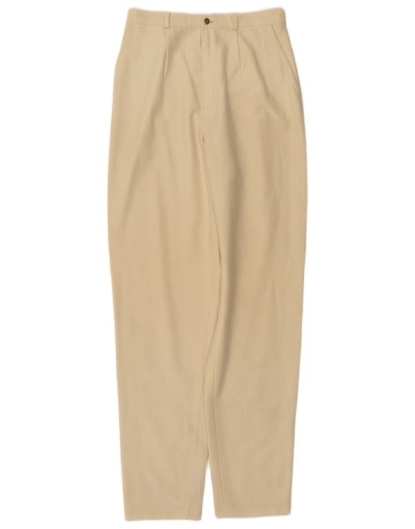 Vintage damskie spodnie chino z wysokim stanem W26 L30 w kolorze złamanej bieli