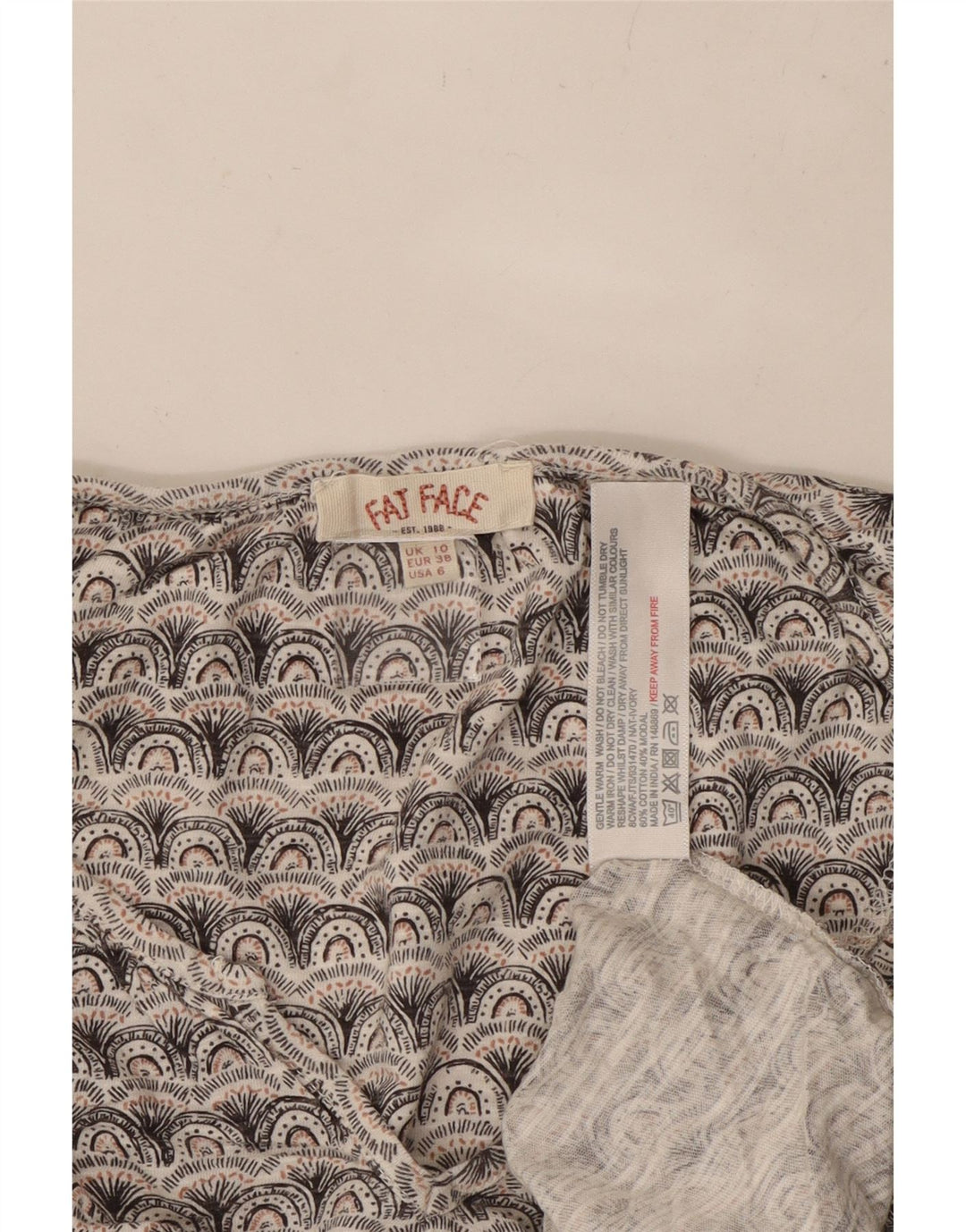 Damska koszulka oversize z grafiką FAT FACE Top UK 10, mała, szara, geometryczna