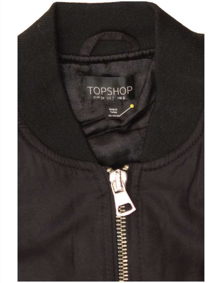 Damska kurtka bomberka oversize Topshop UK 6 XS, czarna, poliester