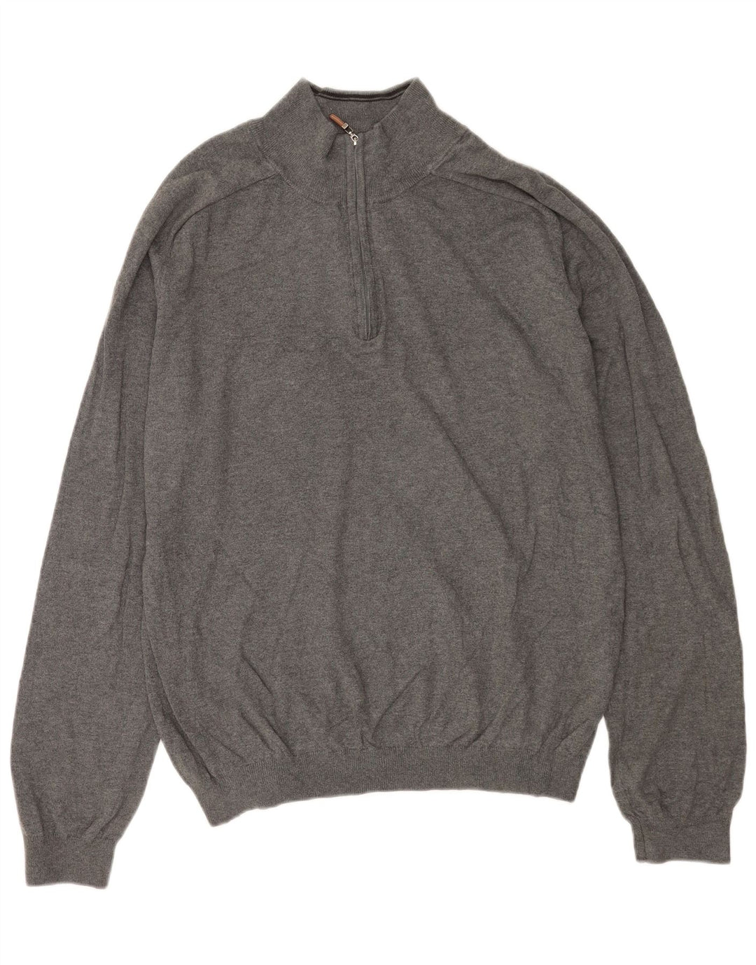 EDDIE BAUER Męski sweter zapinany na zamek, duży, szary, bawełniany