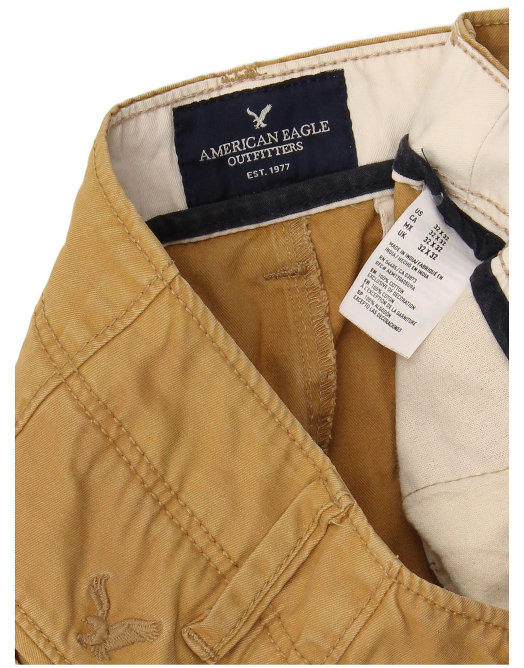 Proste spodnie chino męskie AMERICAN EAGLE W32 L32 Brązowa bawełna