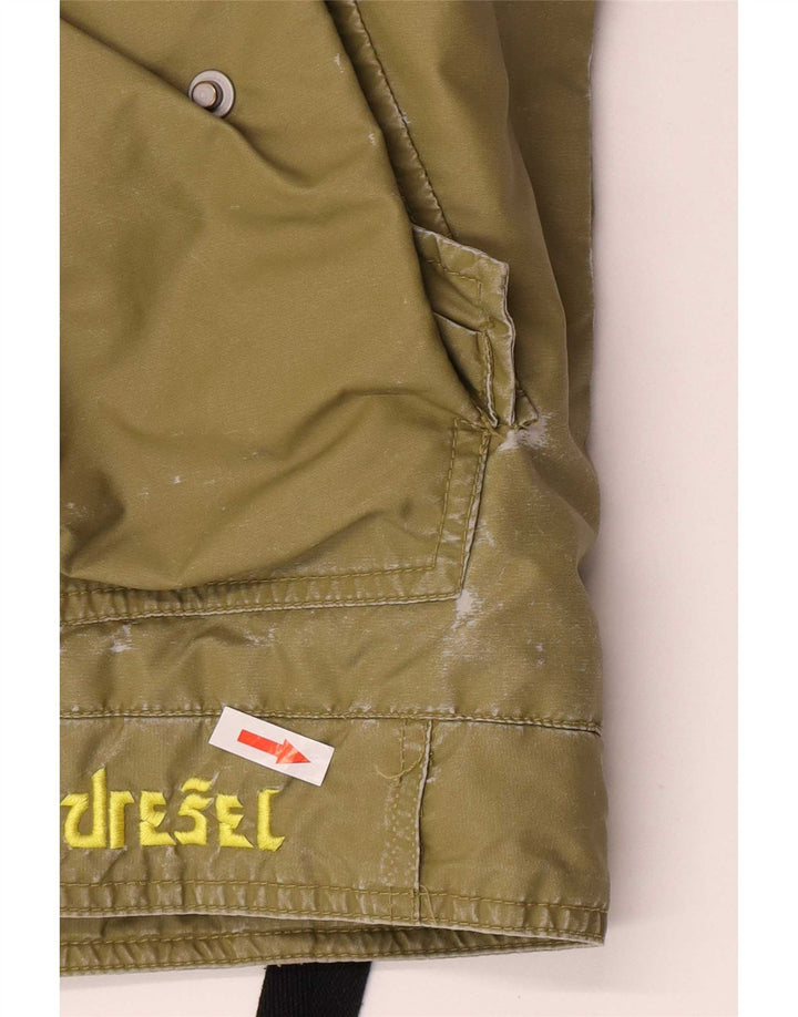 Chłopięca kurtka bomber z kapturem i grafiką Diesel, 13-14 lat, XL Khaki, poliamid
