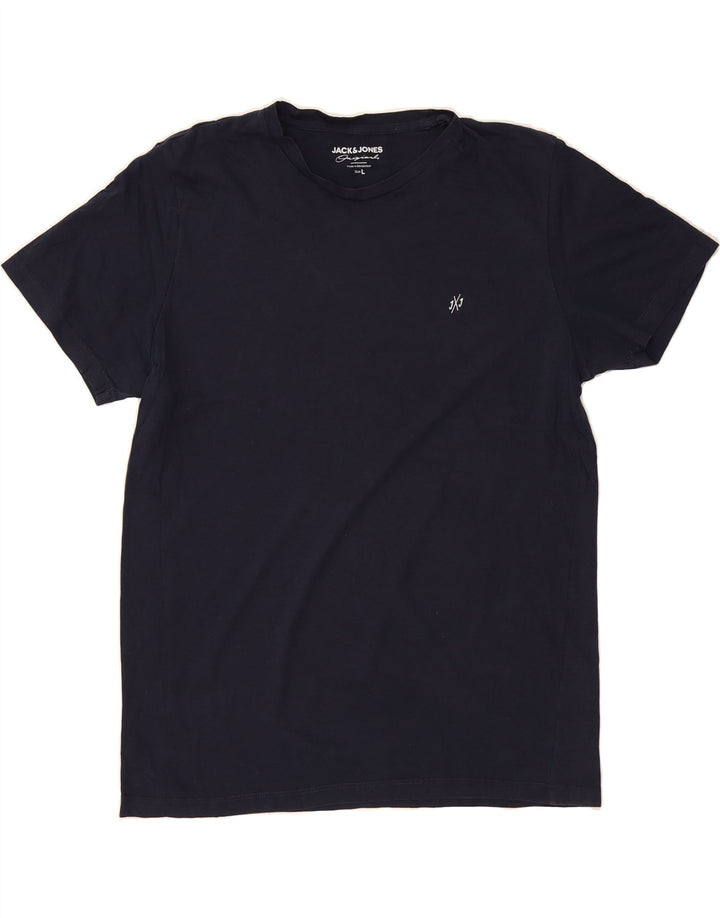 JACK & JONES Mens T-Shirt Top Large Navy Blue Cotton Vintage Jack & Jones and Second-Hand Jack & Jones from Messina Hembry 