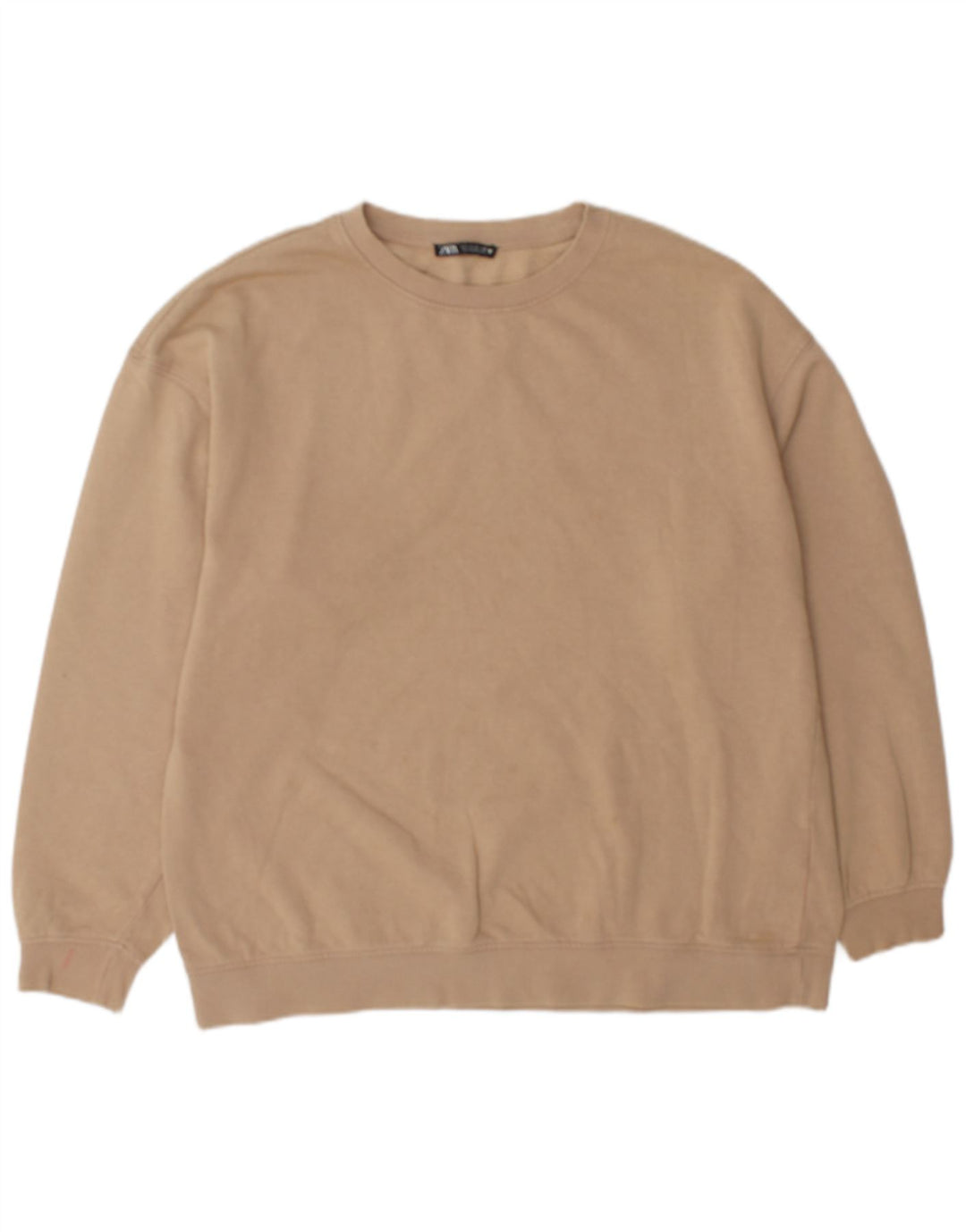 Zara Męska bluza dresowa, mała, beżowa, bawełniana