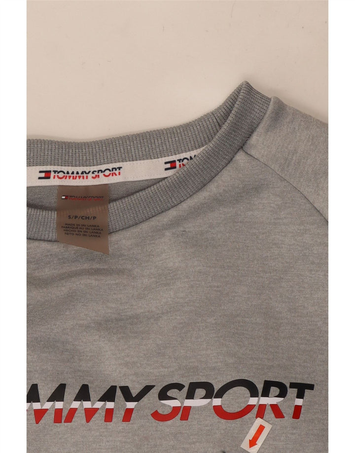 Męska bluza z grafiką TOMMY HILFIGER, mała, szara, z blokami kolorów