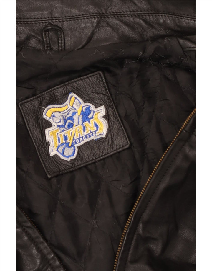 Męski płaszcz skórzany VINTAGE UK 44 2XL czarny