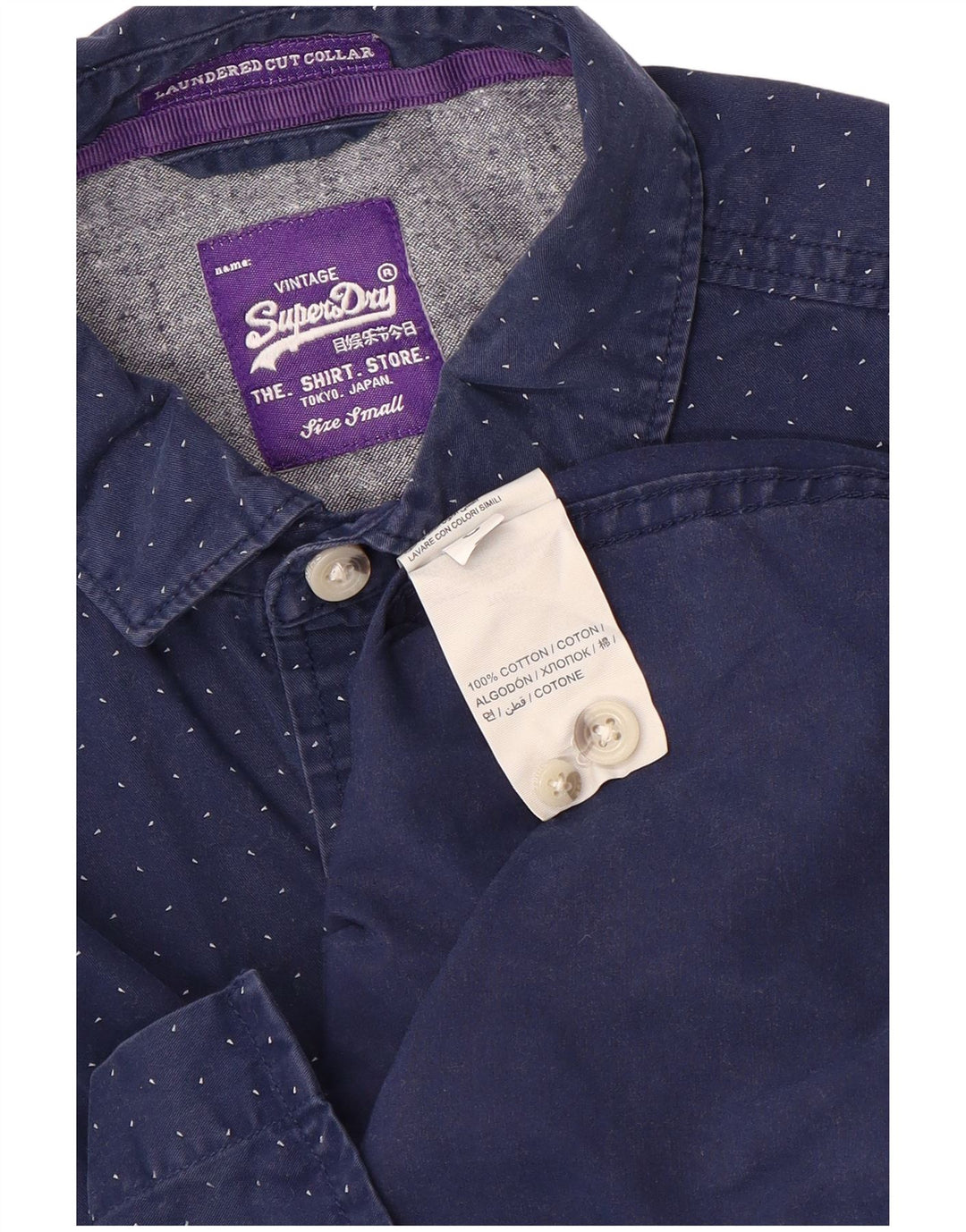 Koszula męska Superdry, mała, bawełniana w granatowe cętki