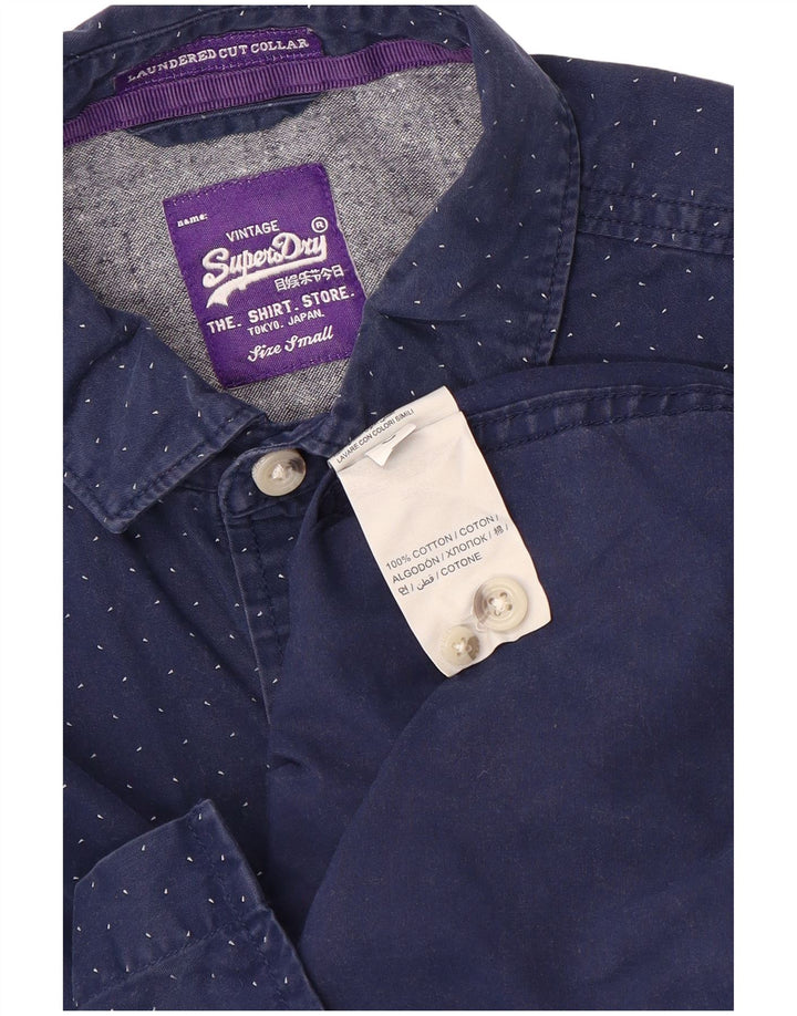 Koszula męska Superdry, mała, bawełniana w granatowe cętki
