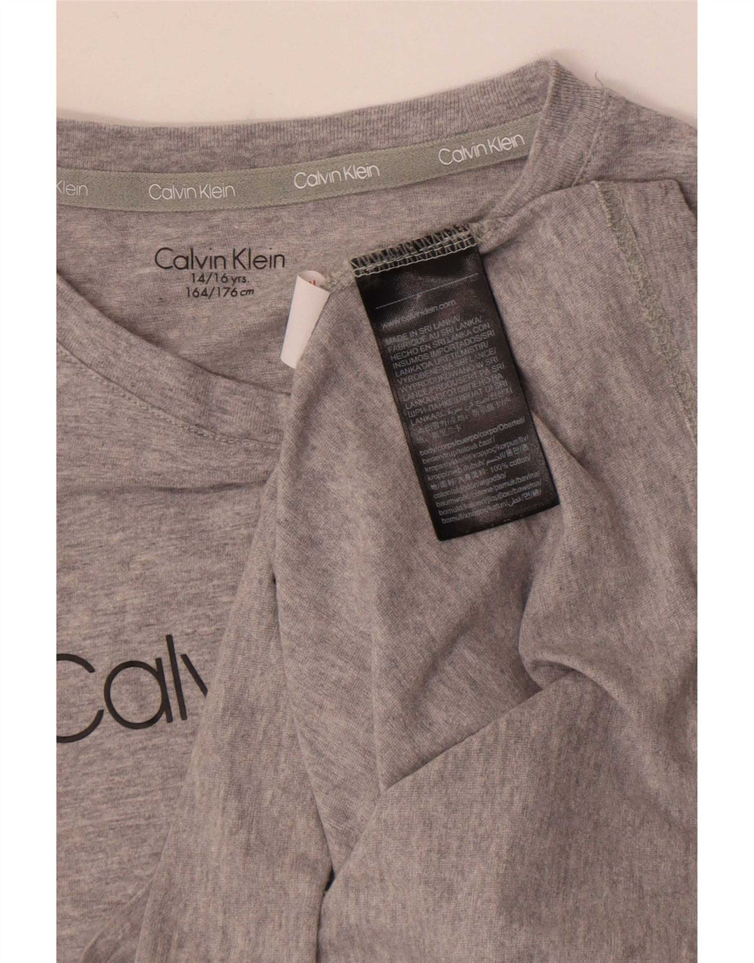 Chłopięcy top Calvin Klein Regular Graphic z długim rękawem 14-15 lat Szara bawełna