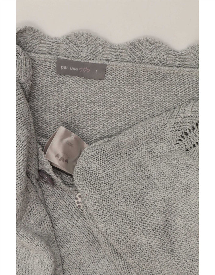 Marks & Spencer Damski sweter z popeliny z dekoltem w kształcie litery V, UK 16, duży, szary