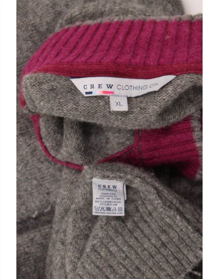 Crew Clothing Męski sweter zapinany na guziki XL, szara wełna
