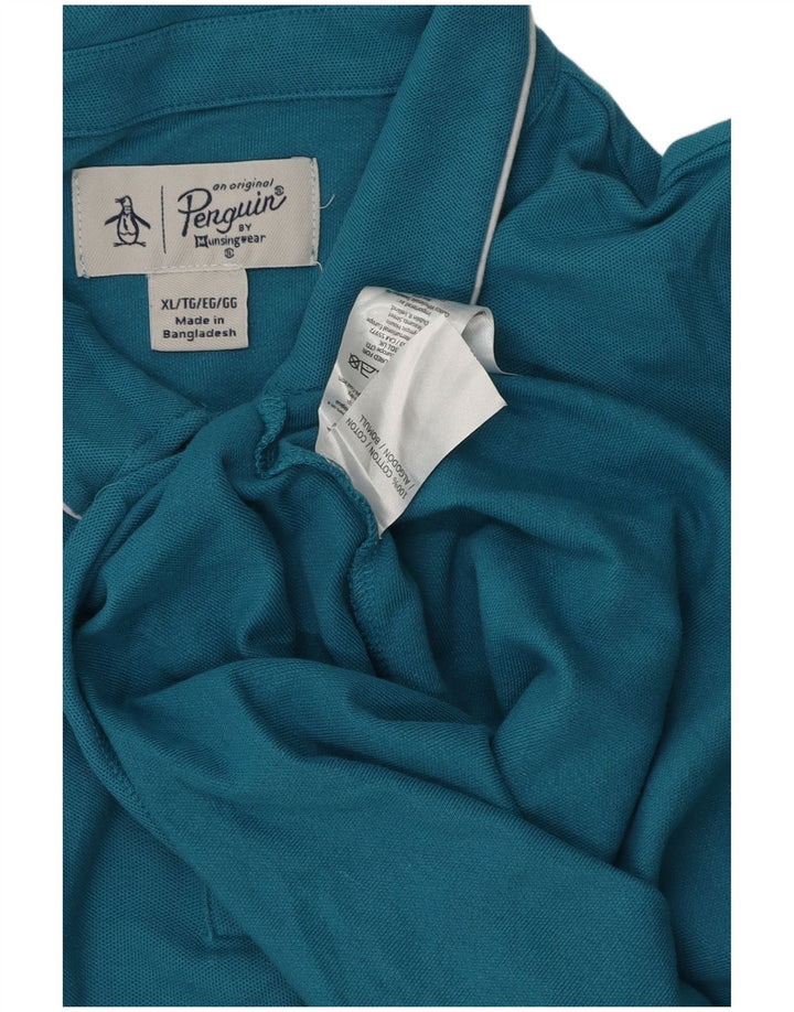 Męska koszulka polo Penguin XL, niebieska, bawełniana