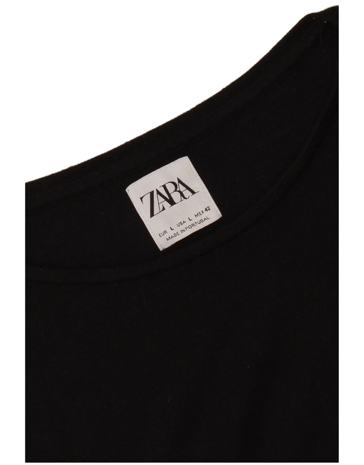 T-shirt damski Zara Top UK 16, duży, czarny