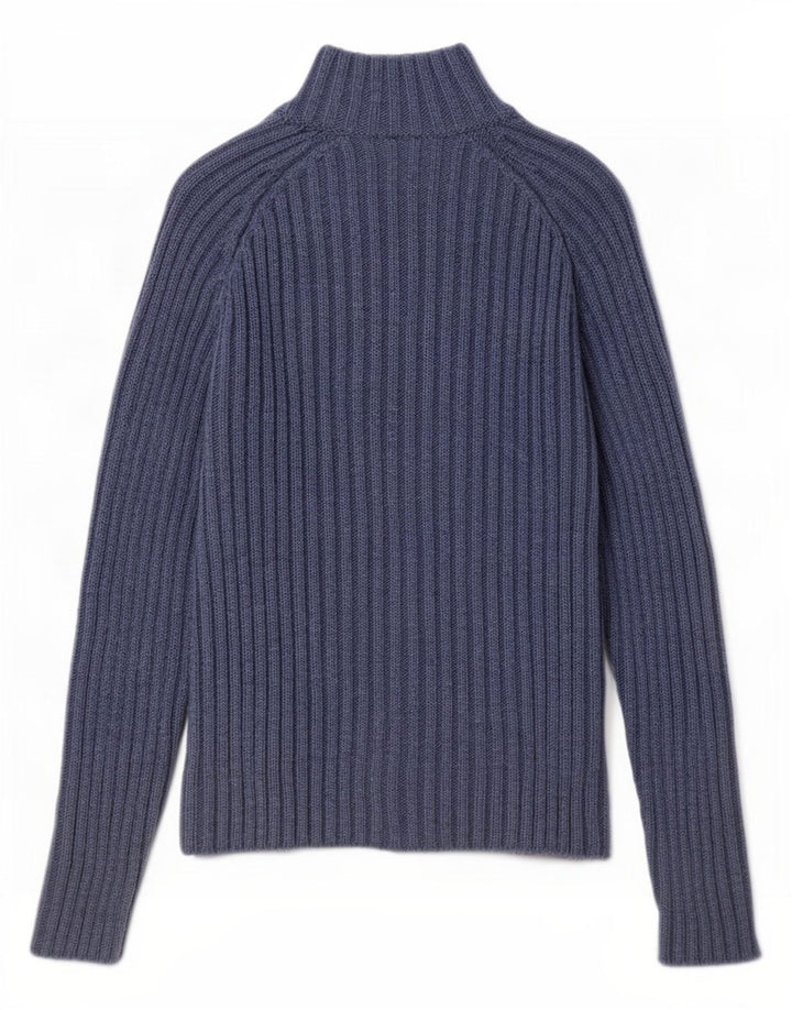 Lacoste Damski sweter rozpinany o regularnym kroju, rozmiar 38, średni niebieski, wełniany